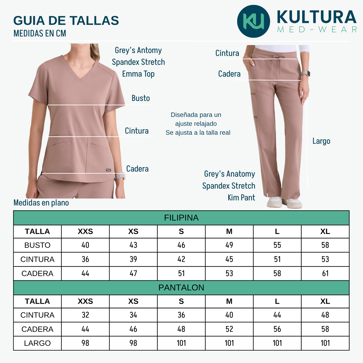 Uniforme Grey's Anatomy Spandex Stretch Emma top